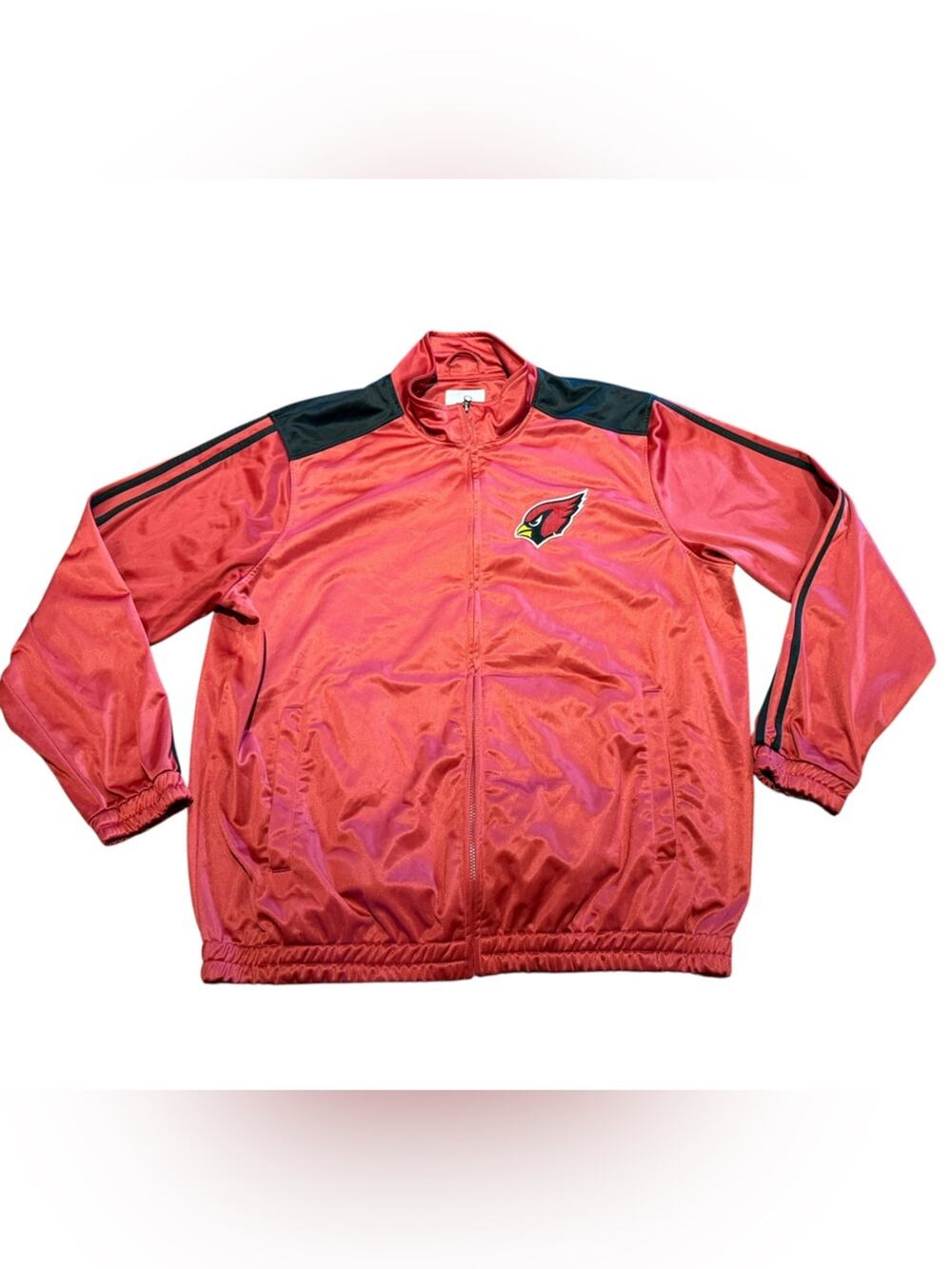 NFL Arizona Cardinals Red and Black Logo Full Zip Jacket Mens XXL